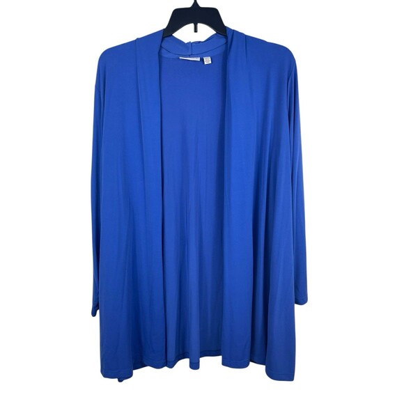 Susan Graver Women’s 3X Liquid Knit Stretch Open Front Cardigan Royal Blue Top - Picture 1 of 13